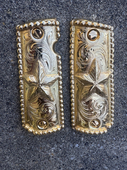 1911 45 38 Super Full Size Gold Gun Pistol Grip Cachas Chapeado & 24K Screws