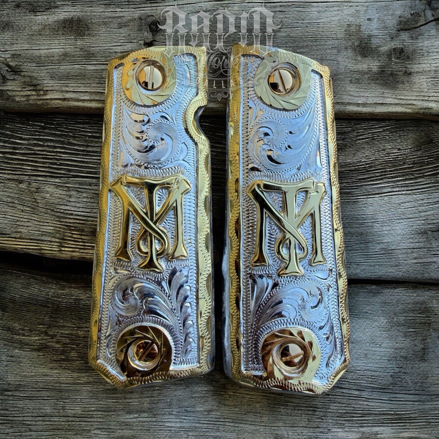 1911 45 38 Super Full Size Scarface Gold Gun Pistol Grip Cachas & 24K Screws