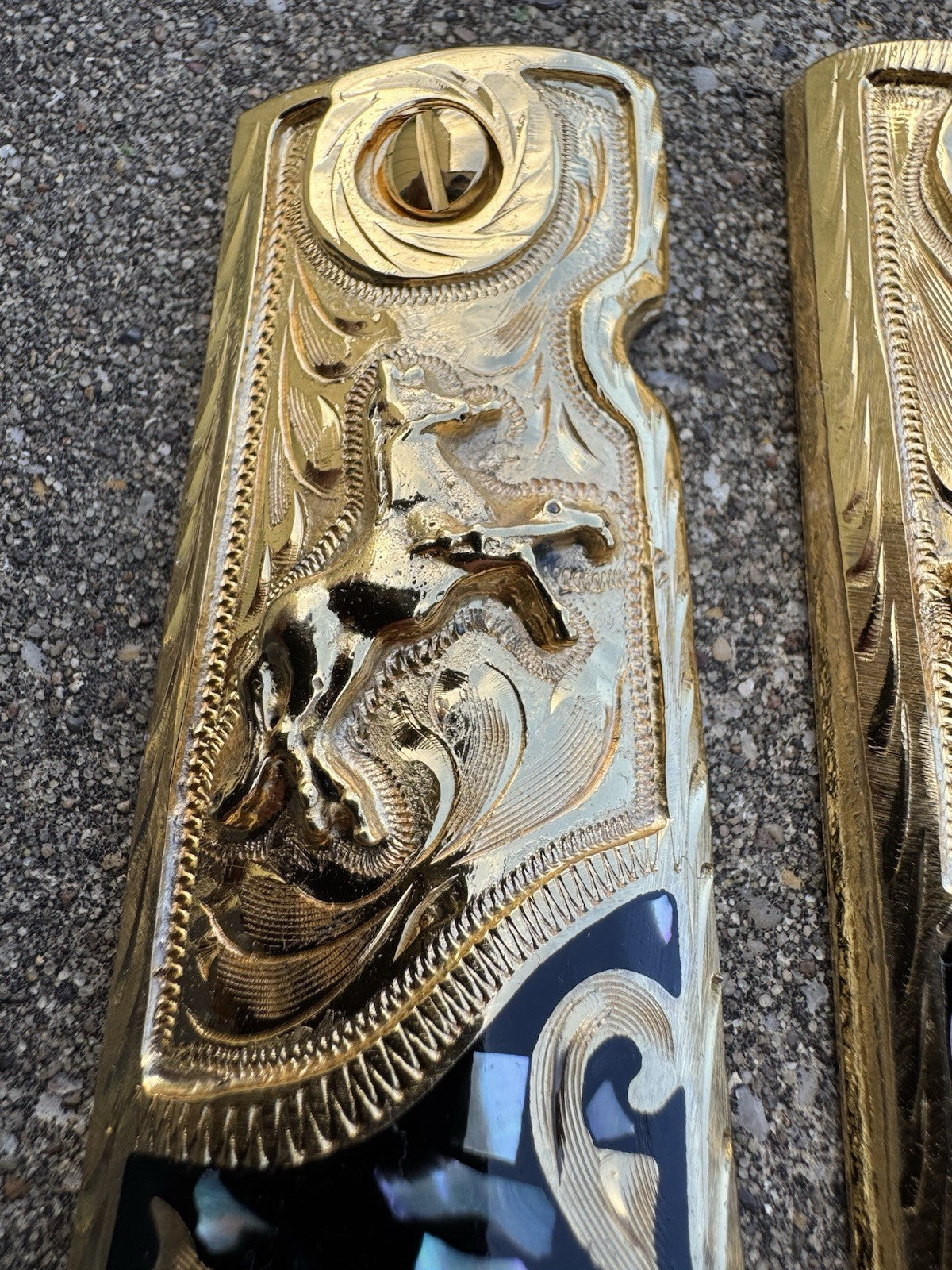 1911 45 38 Super Full Size Colt Horse Gold Gun Pistol Grip Cachas & 24K Screws
