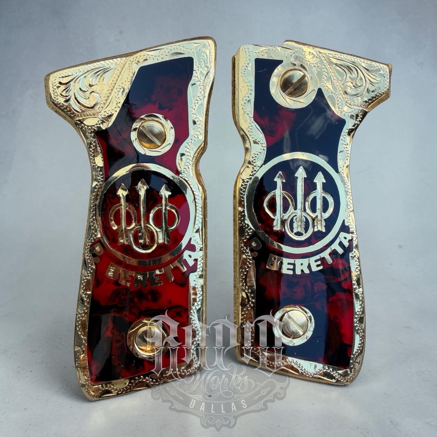 Beretta 92FS Cachas Gold Plated Pistol Custom Grips & Gold Screws