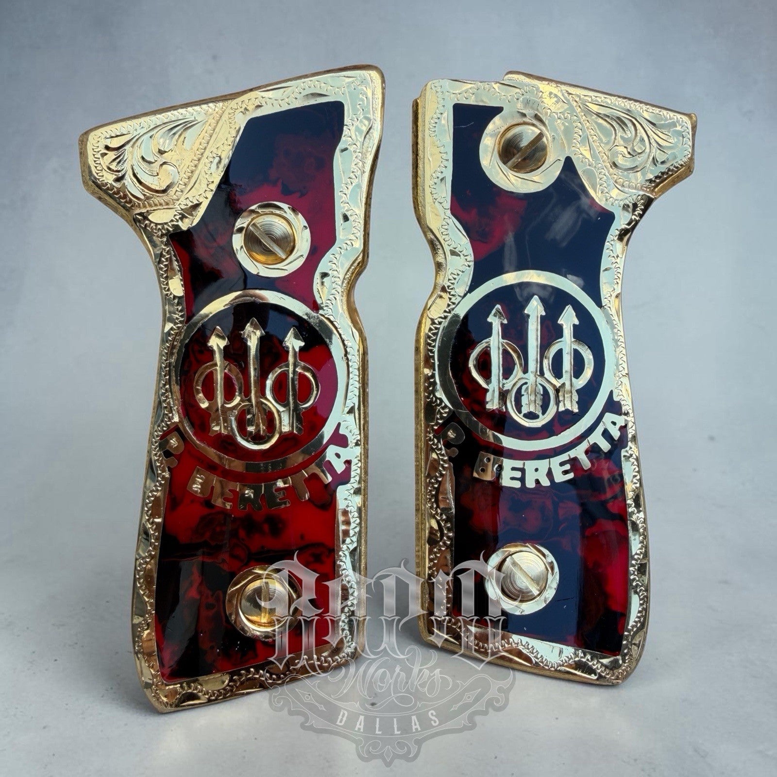 Beretta 92FS Cachas Gold Plated Pistol Custom Grips & Gold Screws