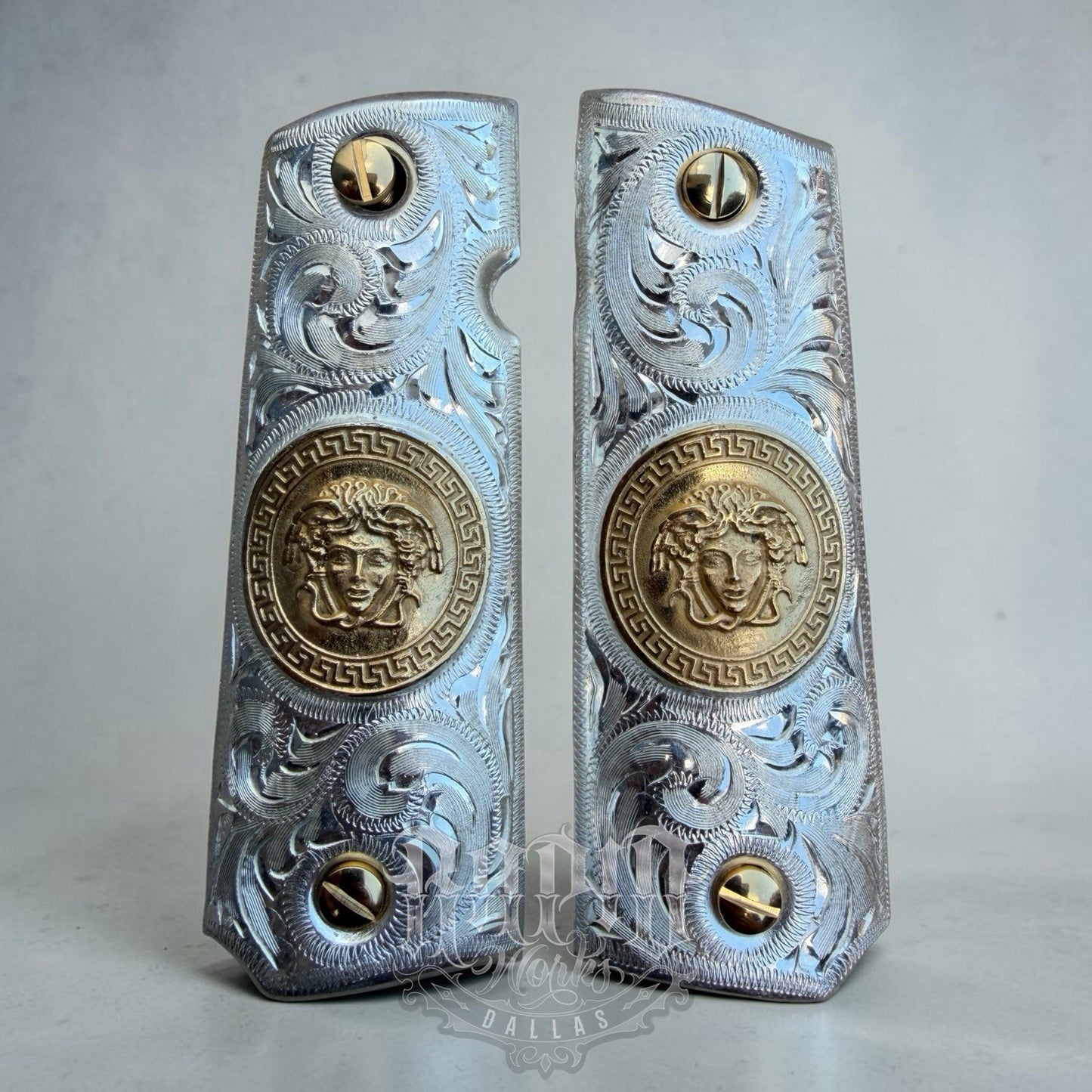 1911 45 38 Super Full Size Versace Gold Gun Pistol Grip Cachas & 24K Screws