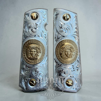 1911 45 38 Super Full Size Versace Gold Gun Pistol Grip Cachas & 24K Screws