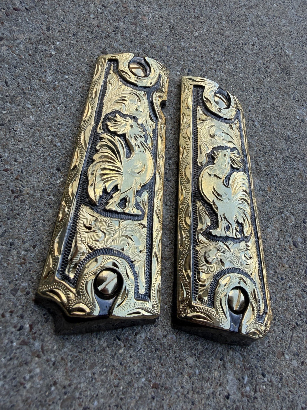 1911 45 38 Super Full Size Gallo Gold Gun Pistol Grip Cachas & 24K Screws