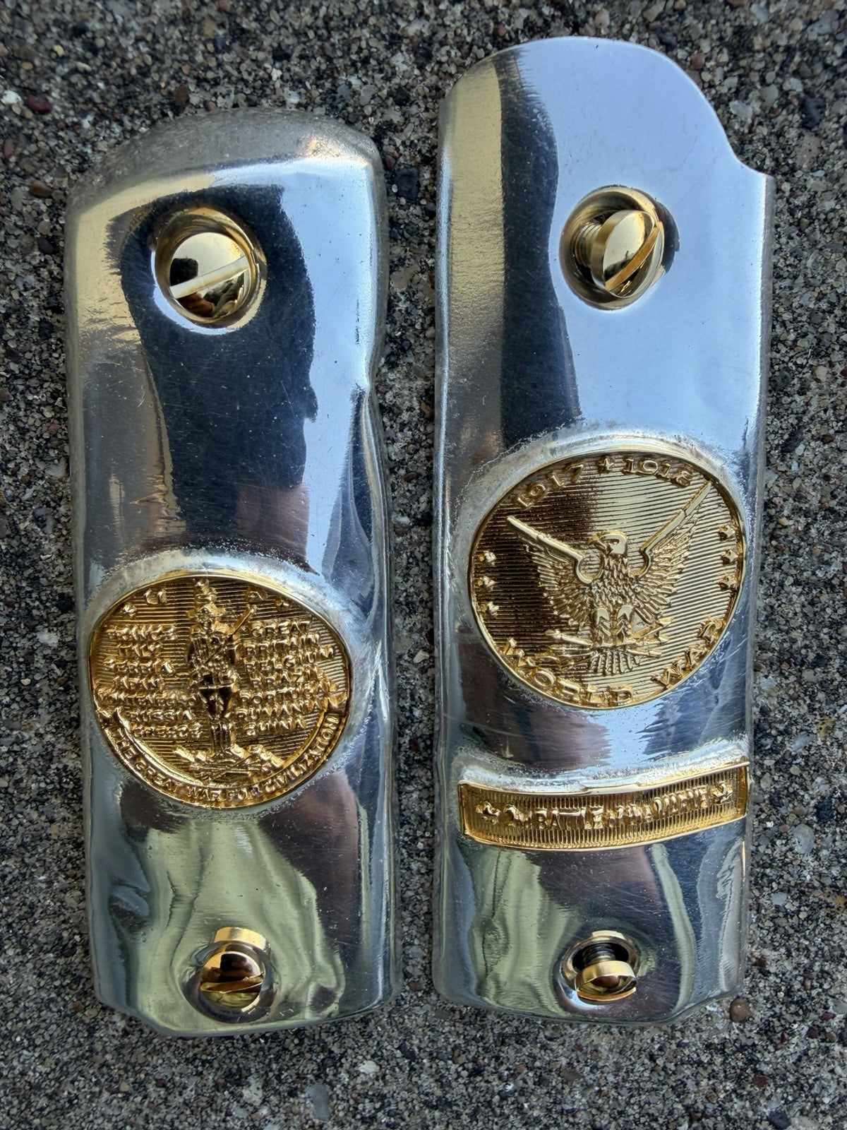 1911 45 38 Super Full Size Gold Gun Pistol Grip Cachas Chapeado & 24K Screws