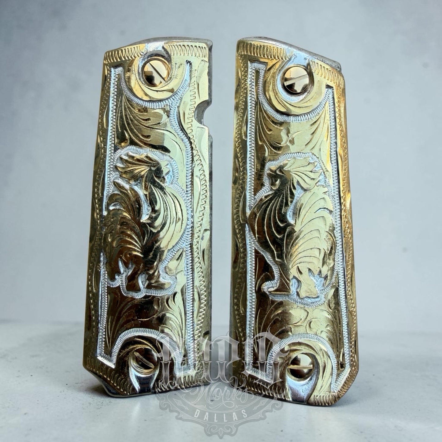 1911 45 38 Super Full Size Gallo Gold Gun Pistol Grip Cachas & 24K Screws