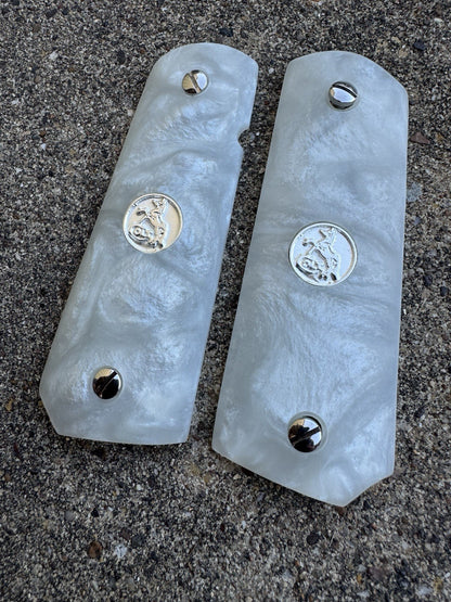 1911 45 38 Super Full Size Resin Silver Colt Coin Gun Pistol Grip Cachas