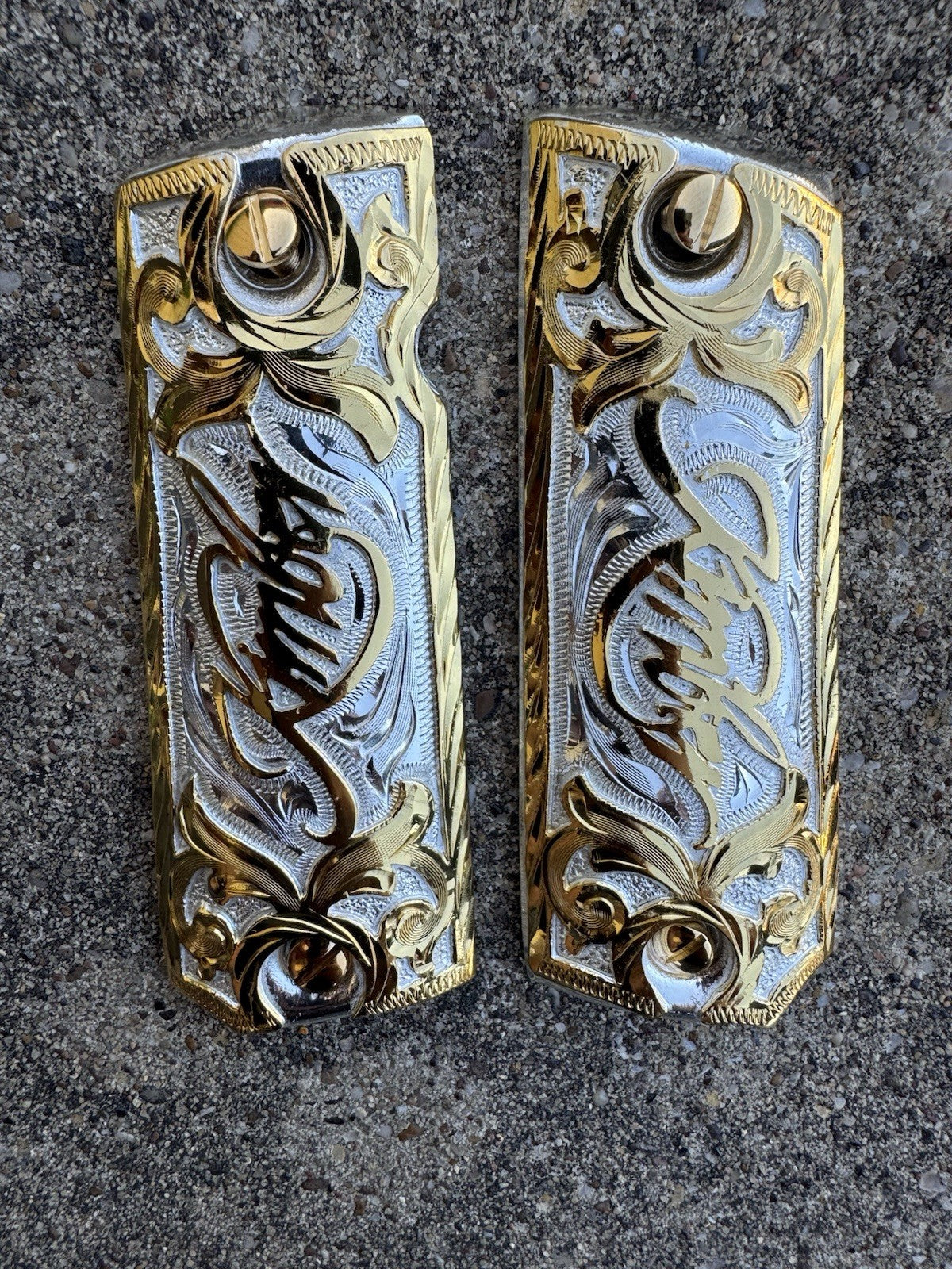 1911 45 38 Super Full Size KIMBER Gold Gun Pistol Grip Cachas & 24K Screws