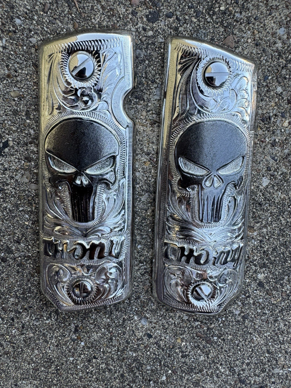 1911 45 38 Super Full Size Thony Gun Pistol Grip Cachas & Polished Screws