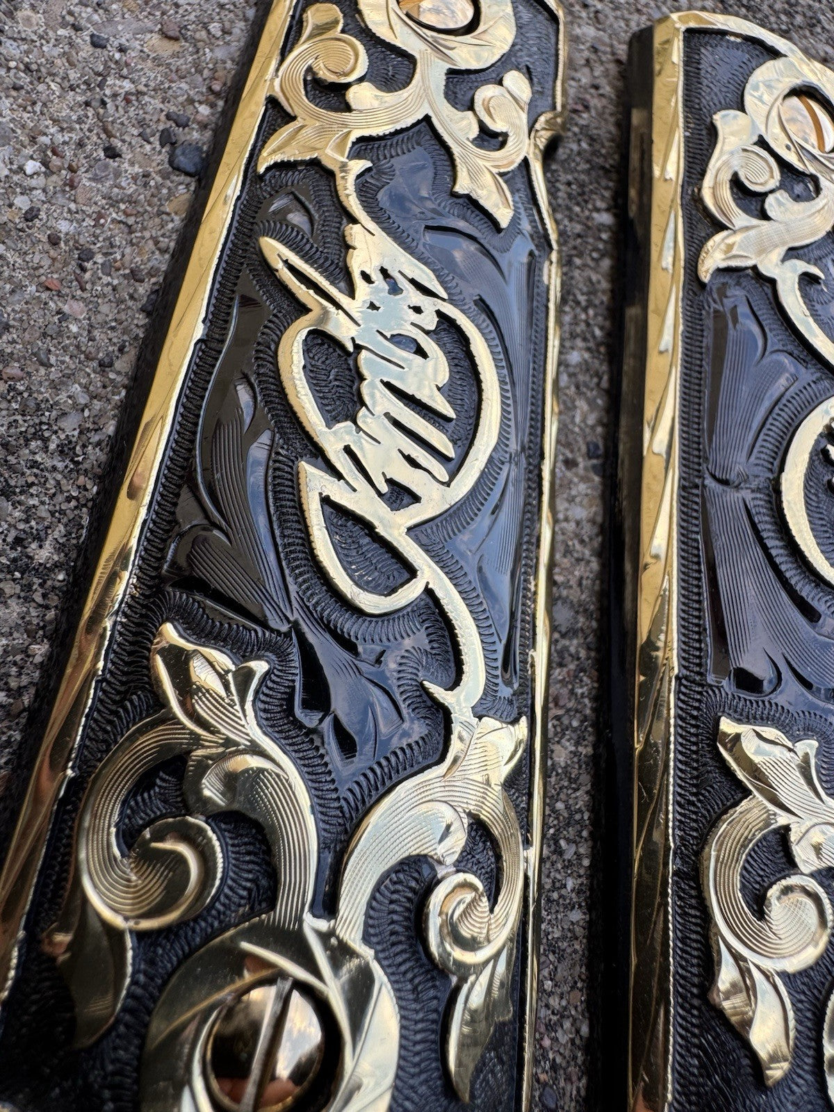 1911 45 38 Super Full Size Kimber Gold Gun Pistol Grip Cachas & 24K Screws