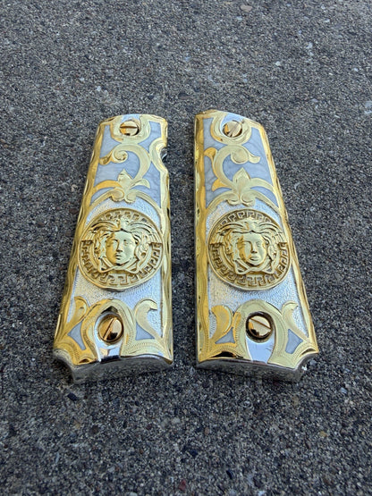 1911 45 38 Super Full Size Versace Gold Gun Pistol Grip Cachas & 24K Screws