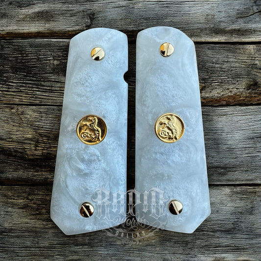 1911 45 38 Super Full Size Resin Gold Colt Coin Gun Pistol Grip Cachas