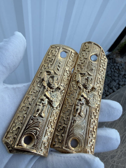 1911 45 38 Super Full Size Gold Gun Pistol Grip Cachas