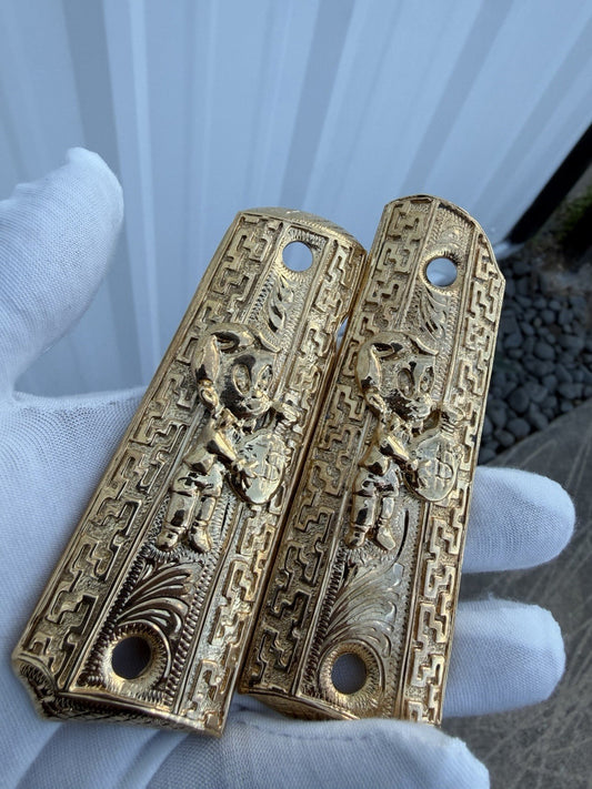 1911 45 38 Super Full Size Gold Gun Pistol Grip Cachas