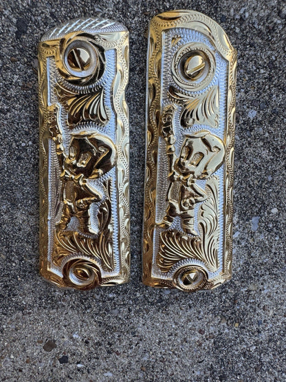 1911 45 38 Super Full Size Richie Rich Gold Gun Pistol Grip Cachas & 24K Screws