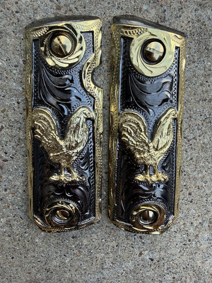 1911 45 38 Super Full Size Gallo Gold Gun Pistol Grip Cachas & 24K Screws