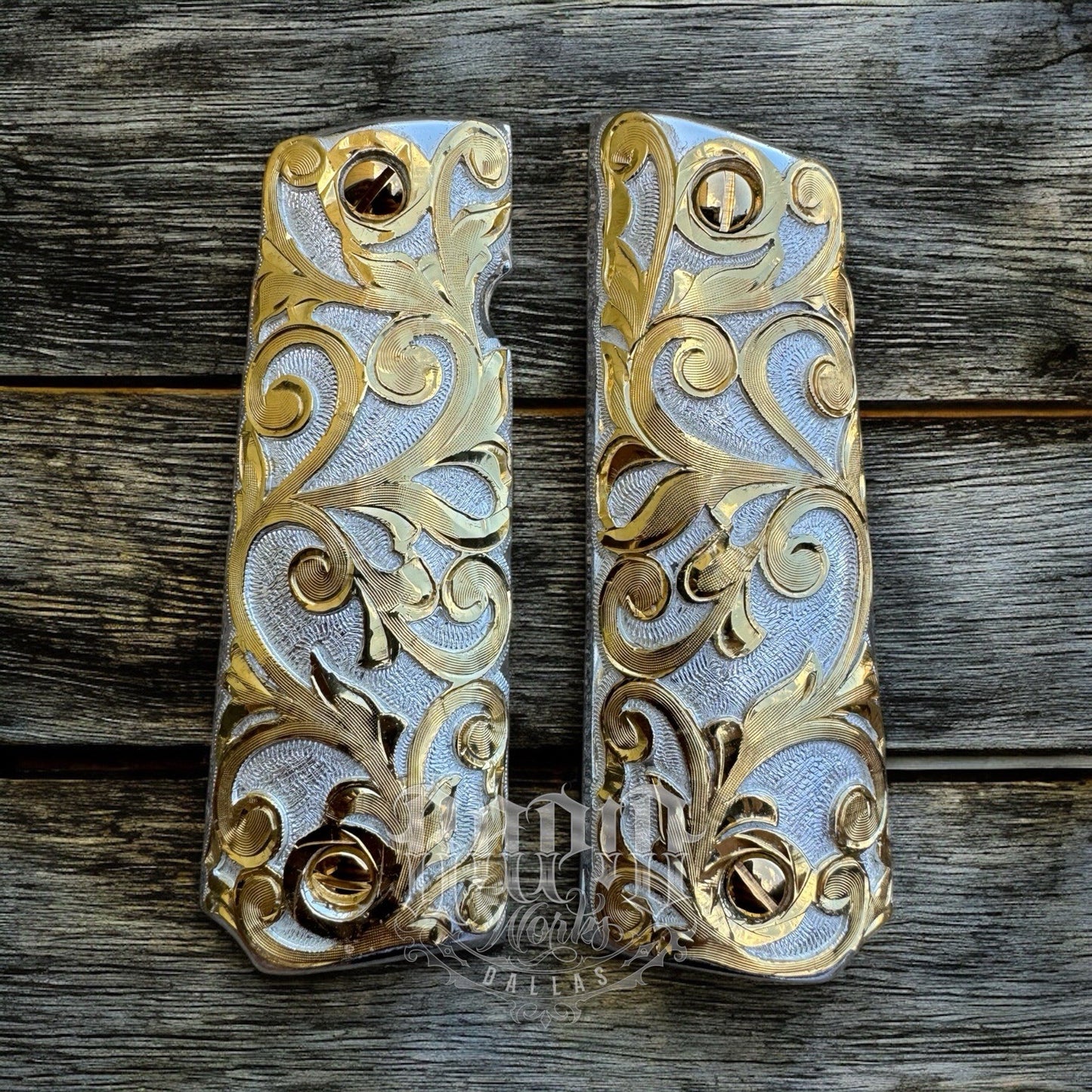 1911 45 38 Super Full Size Gold Gun Pistol Grip Cachas Chapeado & 24K Screws