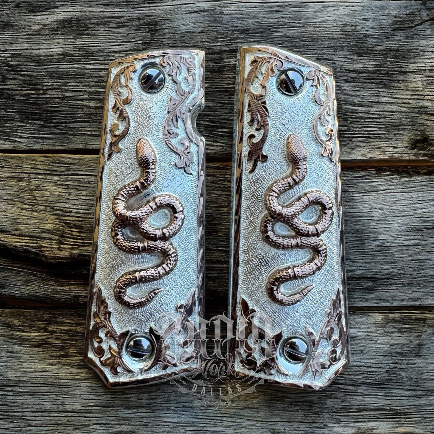 1911 45 38 Super Full Size Rose Gold Snake Gun Pistol Grip Cachas & Screws