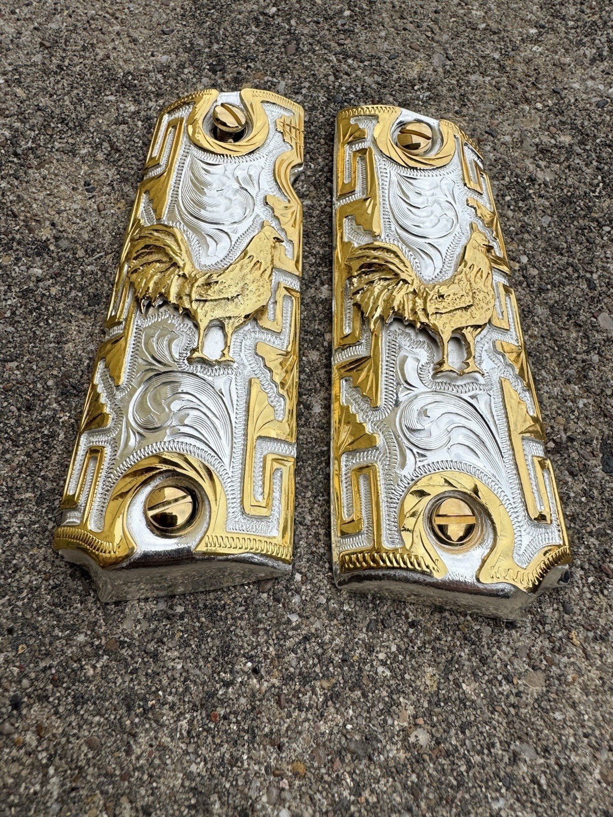 1911 45 38 Super Full Size Gallo Gold Gun Pistol Grip Cachas & 24K Screws