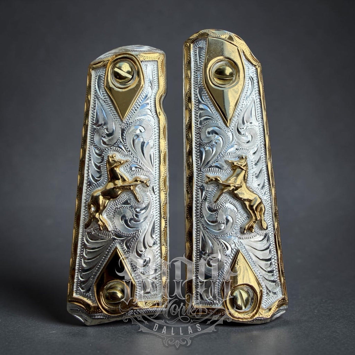 1911 45 38 Super Full Size Horse Gold Gun Pistol Grip Cachas & 24K Screws