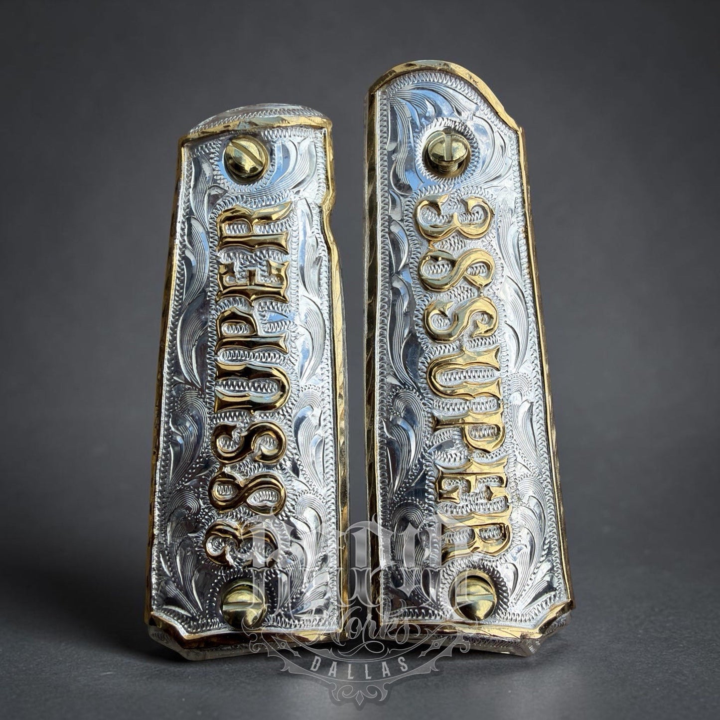 1911 45 38 Super Full Size Gold Gun Pistol Grip Cachas Chapeado & 24K Screws