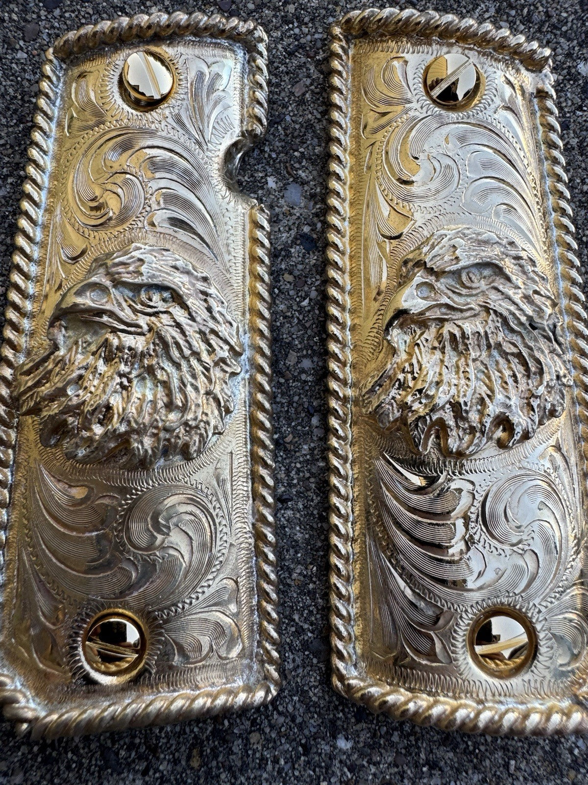 1911 45 38 Super Full Size Gold Gun Pistol Grip Cachas Chapeado & 24K Screws