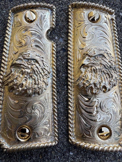 1911 45 38 Super Full Size Gold Gun Pistol Grip Cachas Chapeado & 24K Screws