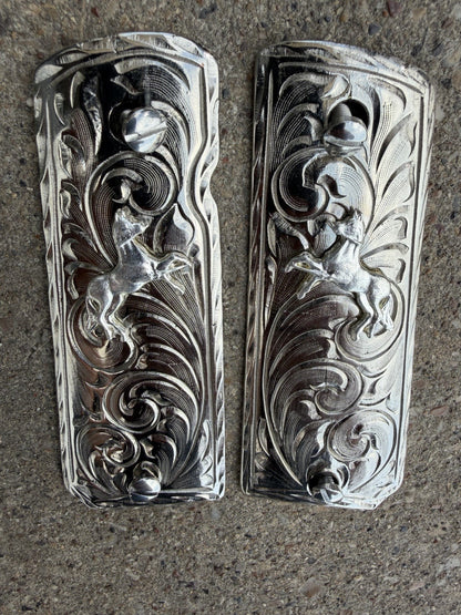 1911 45 38 Super Full Size Horse Gun Pistol Grip Cachas & Polished Screws