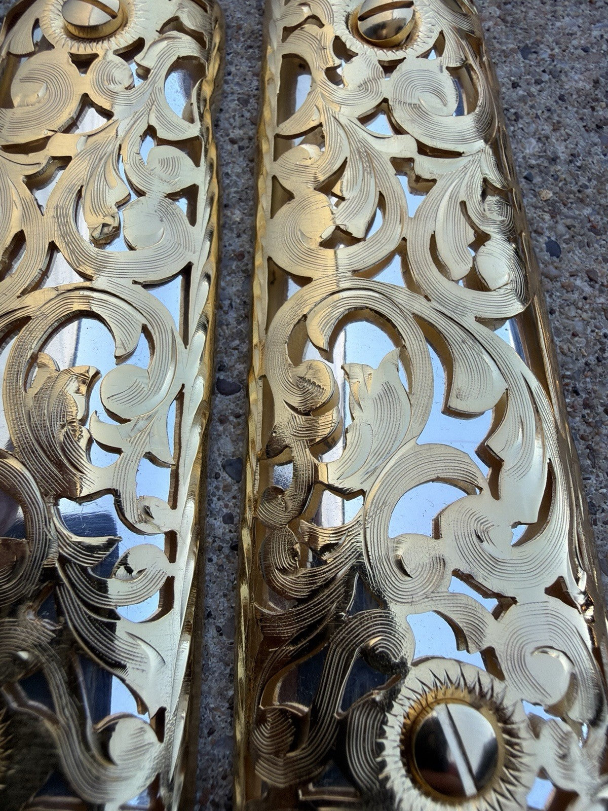 1911 45 38 Super Full Size Gold Gun Pistol Grip Cachas Chapeado & 24K Screws