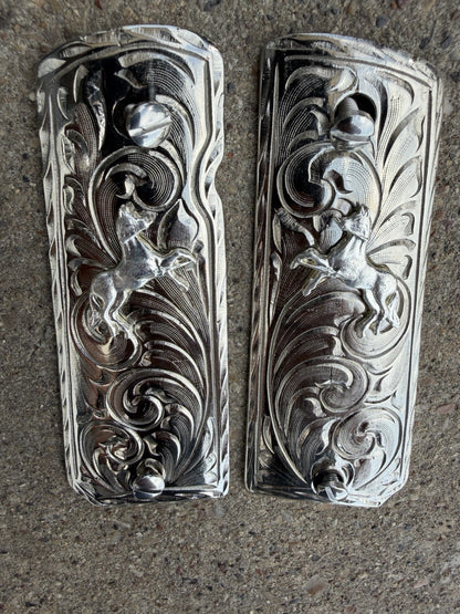 1911 45 38 Super Full Size Horse Gun Pistol Grip Cachas & Polished Screws