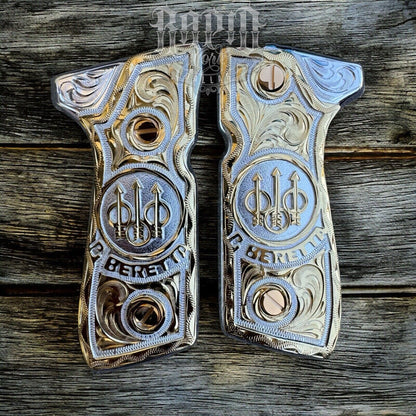 Beretta 92FS Cachas Gold Plated Pistol Custom Grips Chapeado & 24K Gold Screws