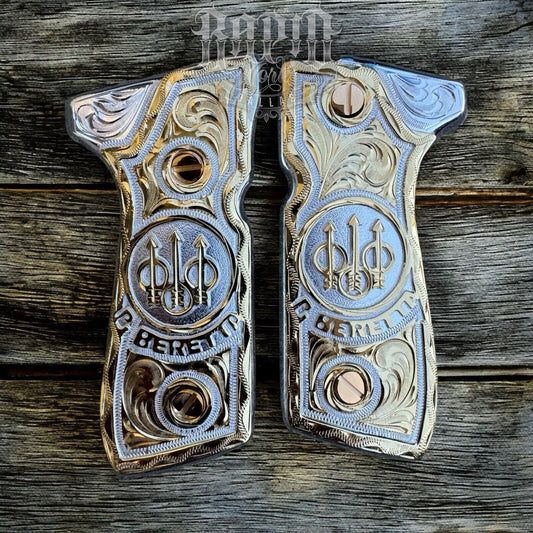 Beretta 92FS Cachas Gold Plated Pistol Custom Grips Chapeado & 24K Gold Screws
