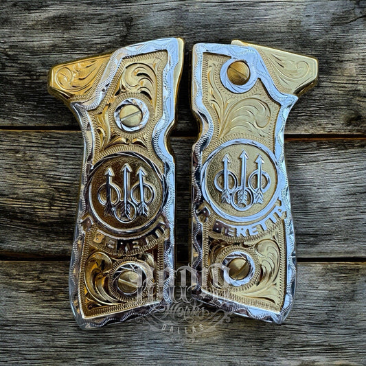Beretta 92FS Cachas Gold Plated Pistol Custom Grips & Gold Screws