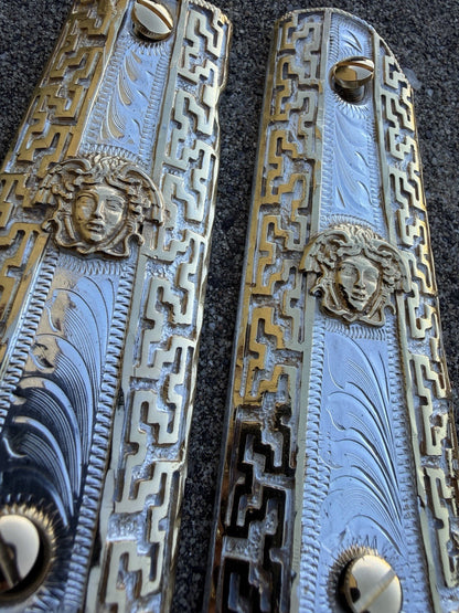 1911 45 38 Super Full Size Versace Gold Gun Pistol Grip Cachas & 24K Screws