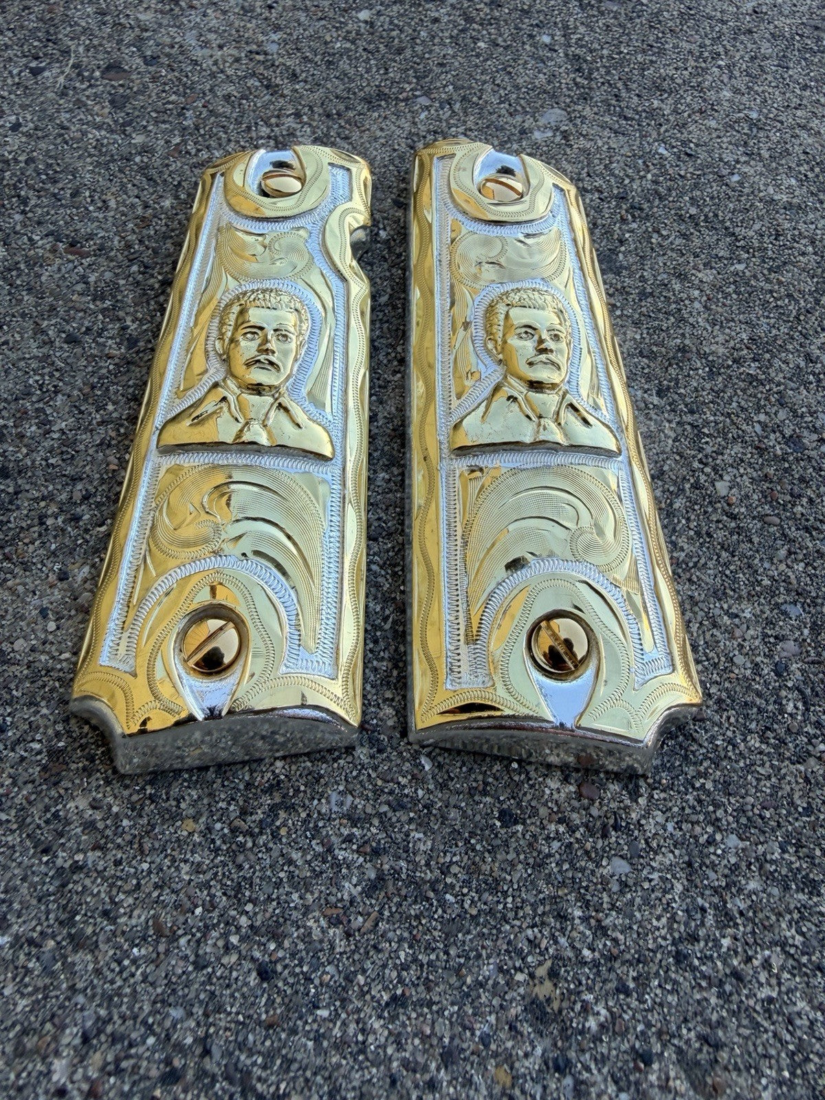 1911 45 38 Super Full Size Gold Gun Pistol Grip Cachas Chapeado & 24K Screws