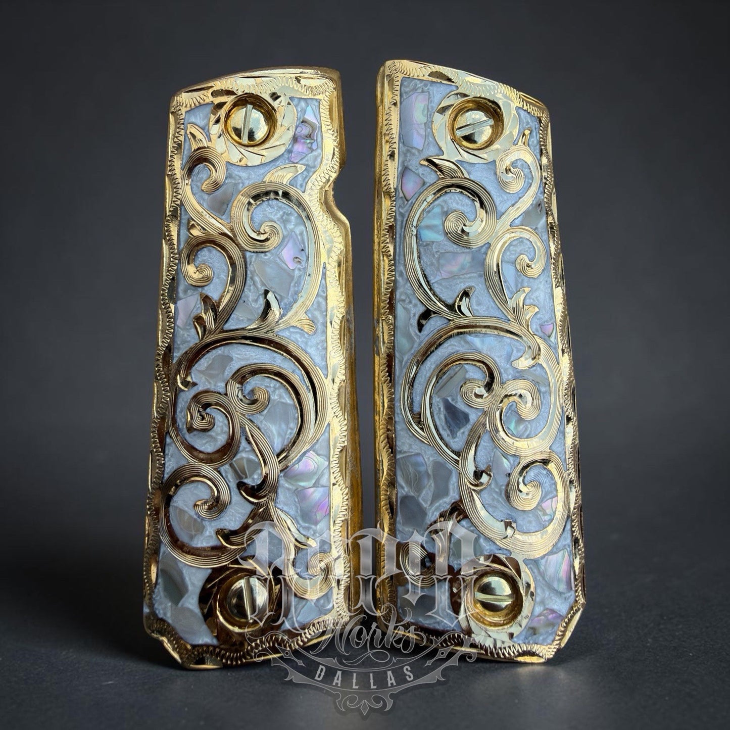 1911 45 38 Super Full Size Gold Gun Pistol Grip Cachas Chapeado & 24K Screws