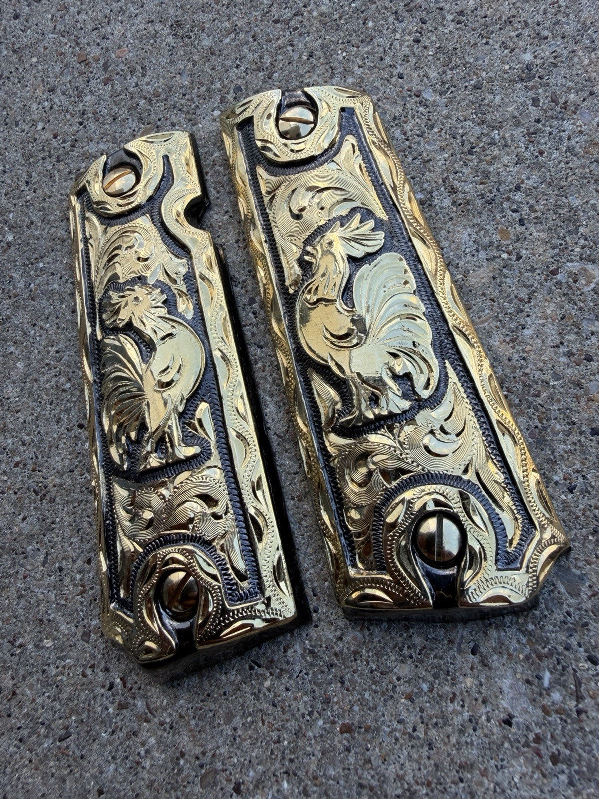 1911 45 38 Super Full Size Gallo Gold Gun Pistol Grip Cachas & 24K Screws