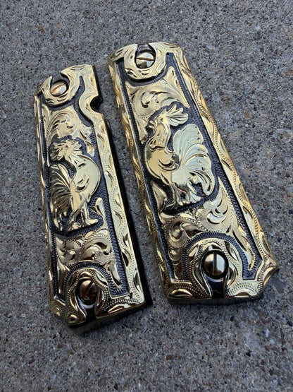 1911 45 38 Super Full Size Gallo Gold Gun Pistol Grip Cachas & 24K Screws