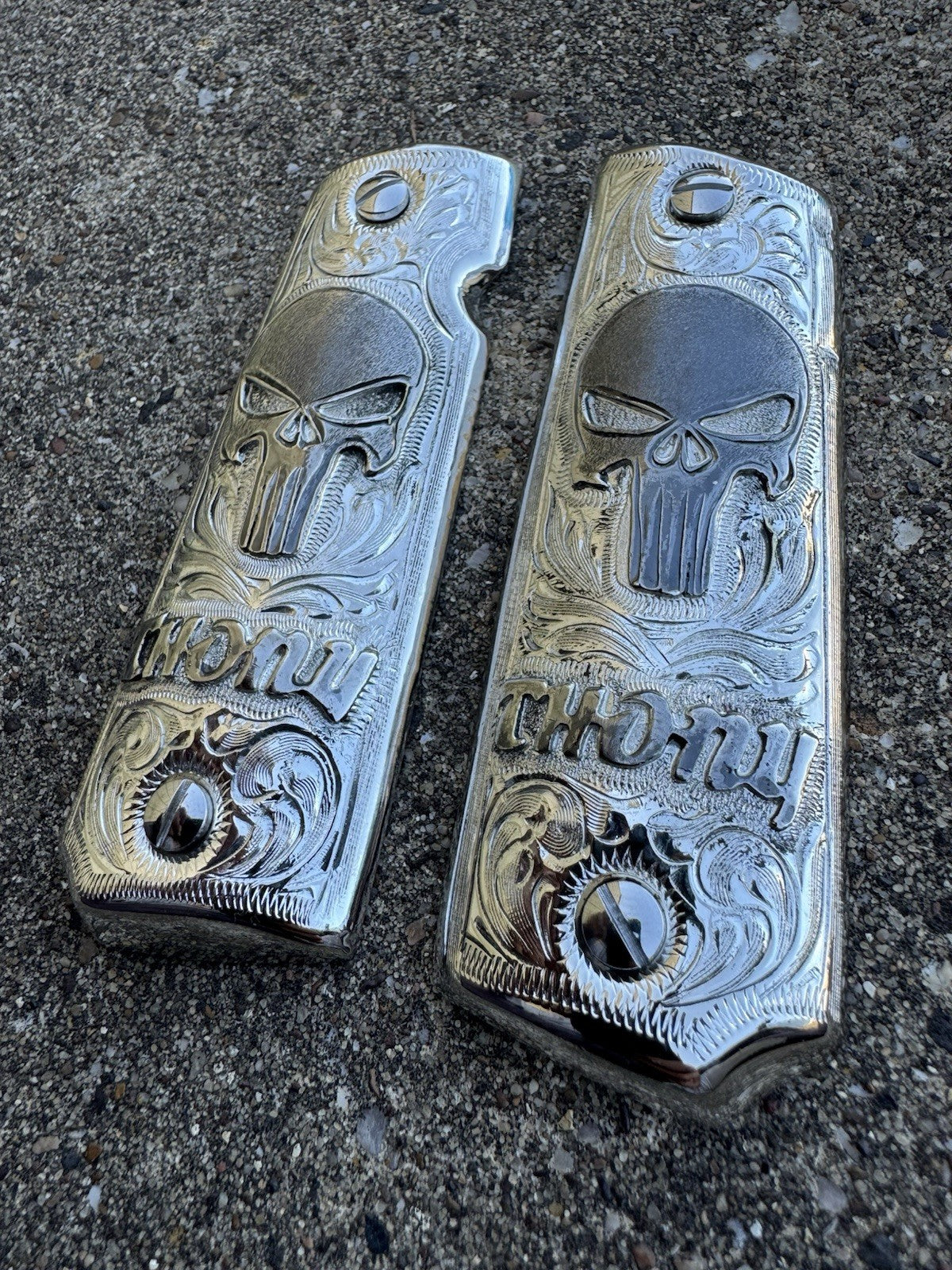 1911 45 38 Super Full Size Thony Gun Pistol Grip Cachas & Polished Screws