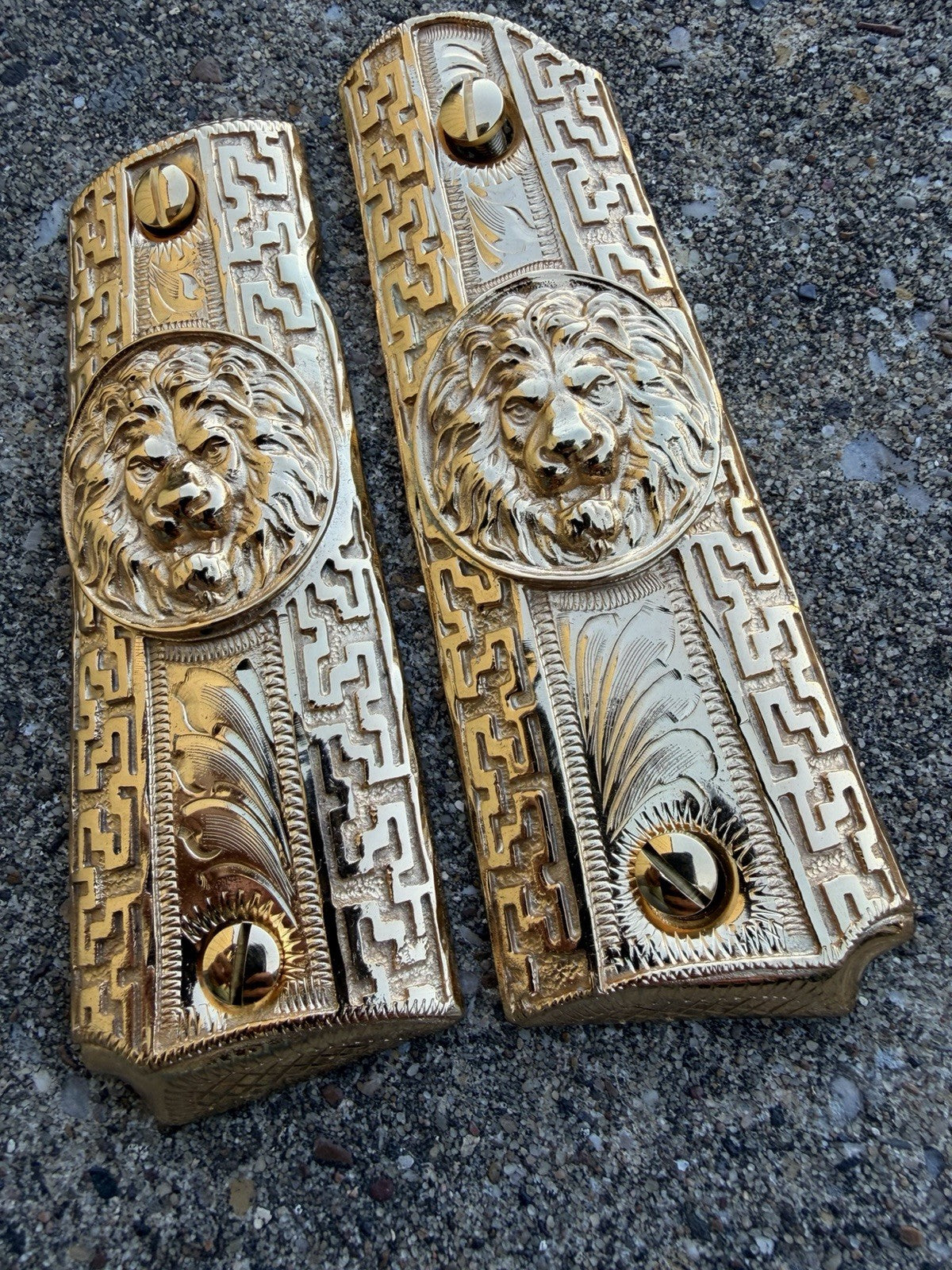 1911 45 38 Super Full Size Gold Gun Pistol Grip Cachas Chapeado & 24K Screws