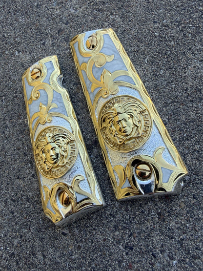 1911 45 38 Super Full Size Versace Gold Gun Pistol Grip Cachas & 24K Screws