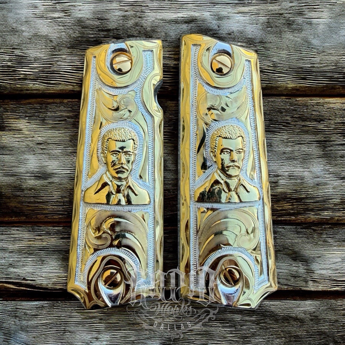 1911 45 38 Super Full Size Gold Gun Pistol Grip Cachas Chapeado & 24K Screws