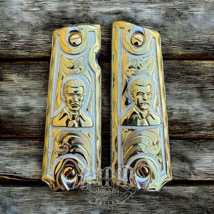 1911 45 38 Super Full Size Gold Gun Pistol Grip Cachas Chapeado & 24K Screws