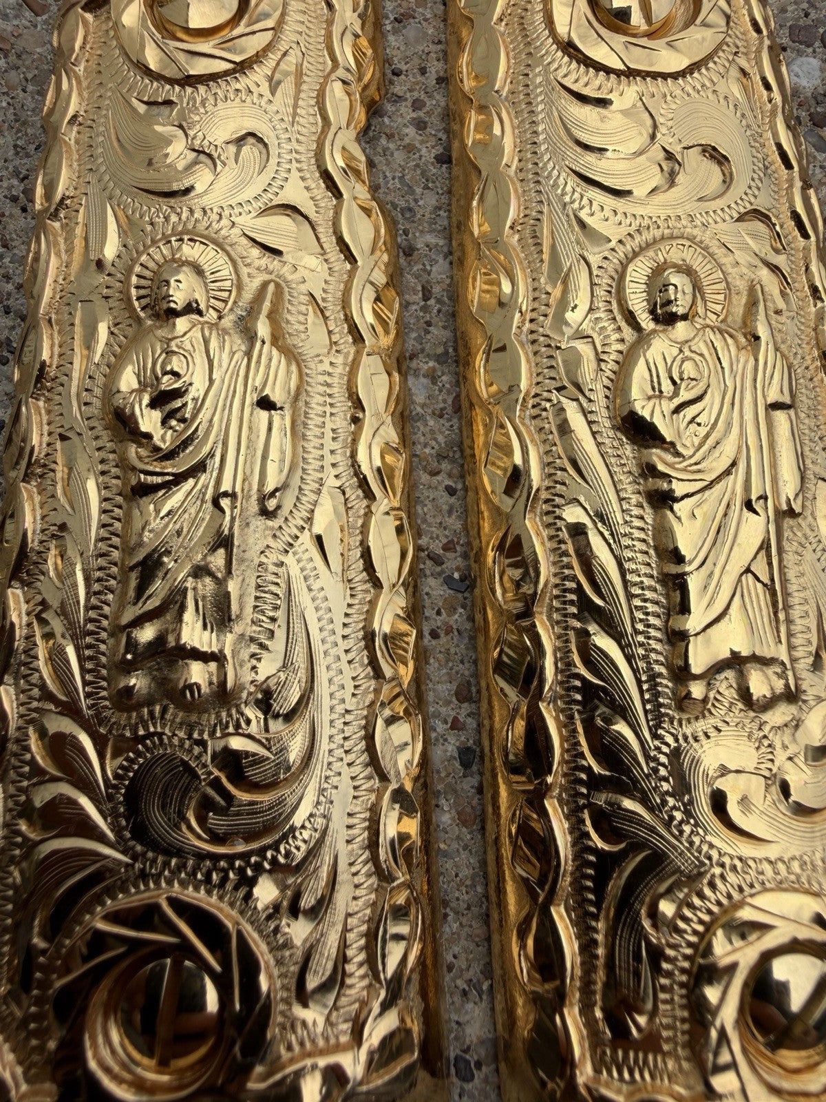 1911 45 38 Super Full Size San Judas Gold Gun Pistol Grip Cachas & 24K Screws
