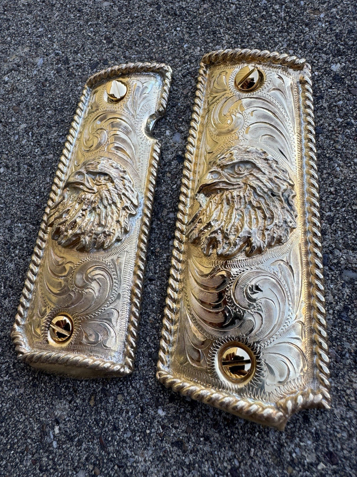 1911 45 38 Super Full Size Gold Gun Pistol Grip Cachas Chapeado & 24K Screws