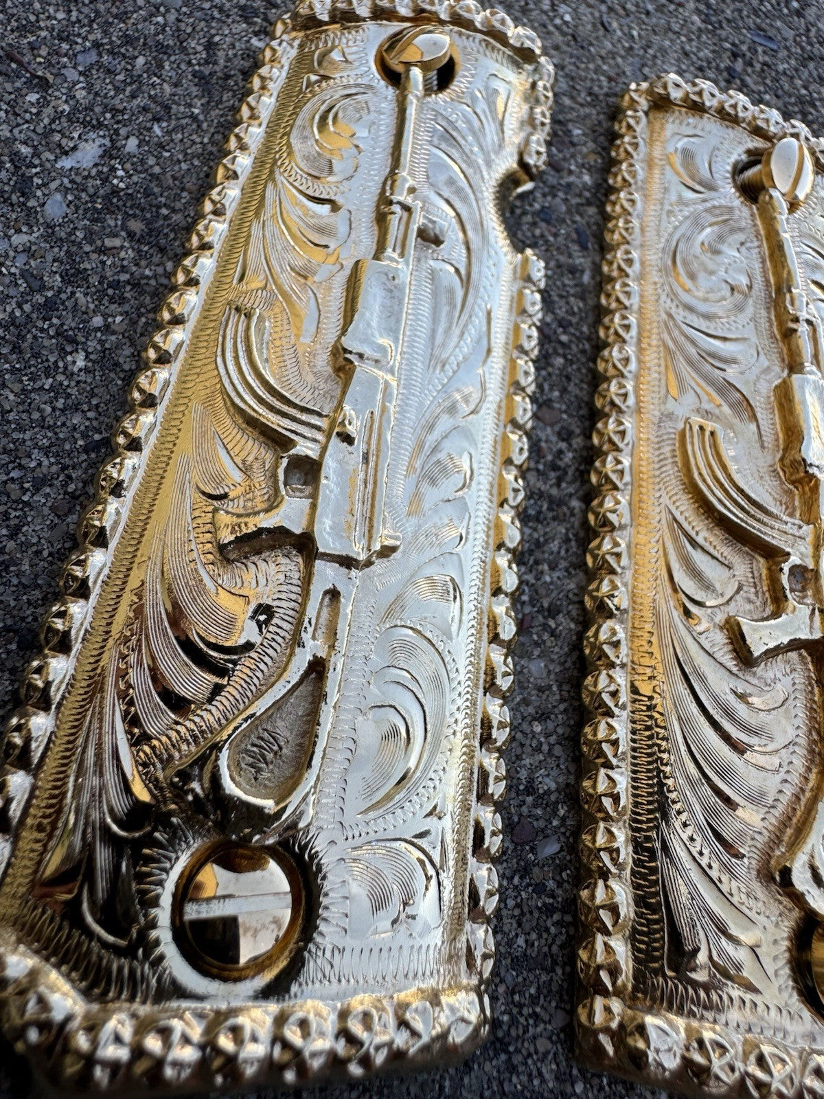 1911 45 38 Super Full Size Gold Gun Pistol Grip Cachas Chapeado & 24K Screws