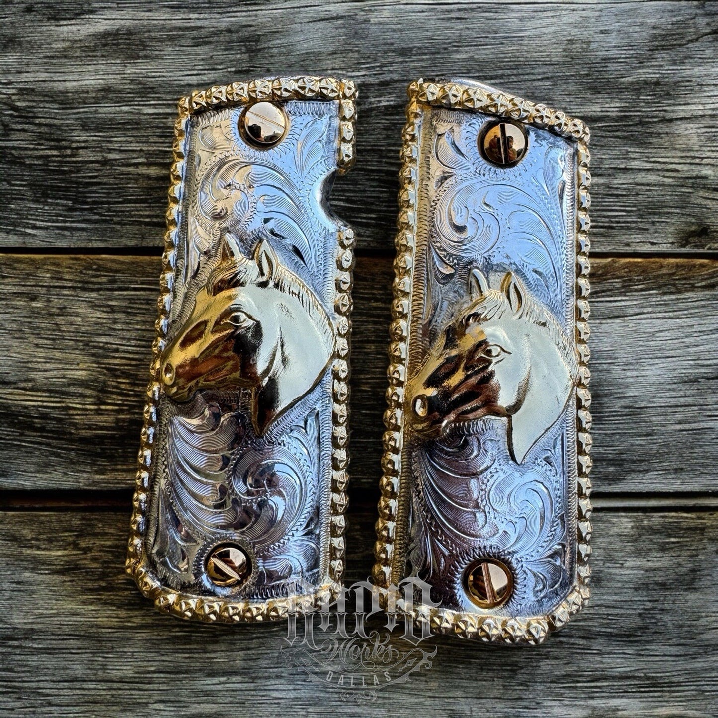 1911 45 38 Super Full Size Gold Gun Pistol Grip Cachas Chapeado & 24K Screws