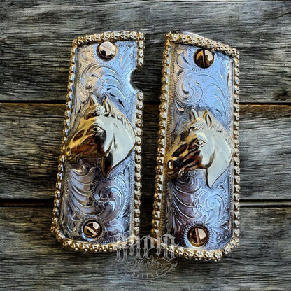 1911 45 38 Super Full Size Gold Gun Pistol Grip Cachas Chapeado & 24K Screws