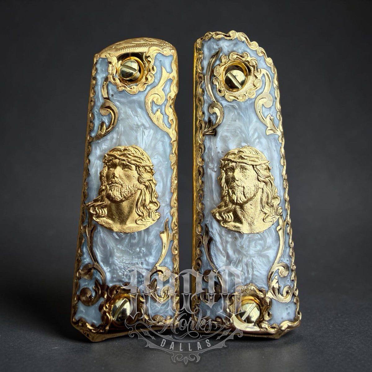 1911 45 38 Super Full Size Gold Gun Pistol Grip Cachas Chapeado & 24K Screws