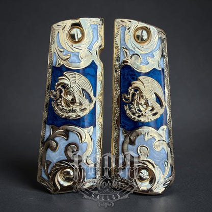 1911 45 38 Super Full Size Mexican Eagle Gold Gun Pistol Grip Cachas & 24K Screw